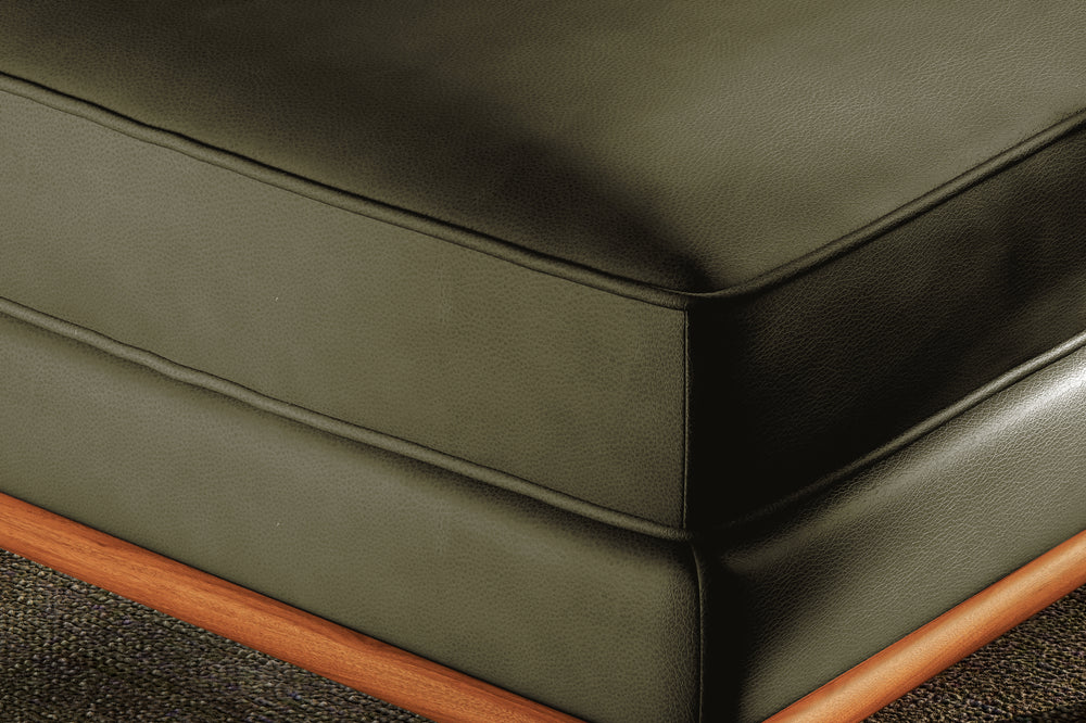 Valencia Artisan Top Grain Leather Ottoman, Green