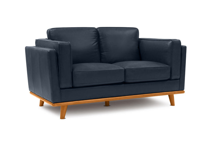 Valencia Artisan Top Grain Leather Loveseat Sofa, Blue