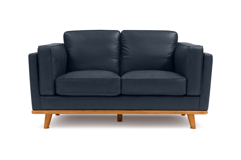 Valencia Artisan Top Grain Leather Loveseat Sofa, Blue