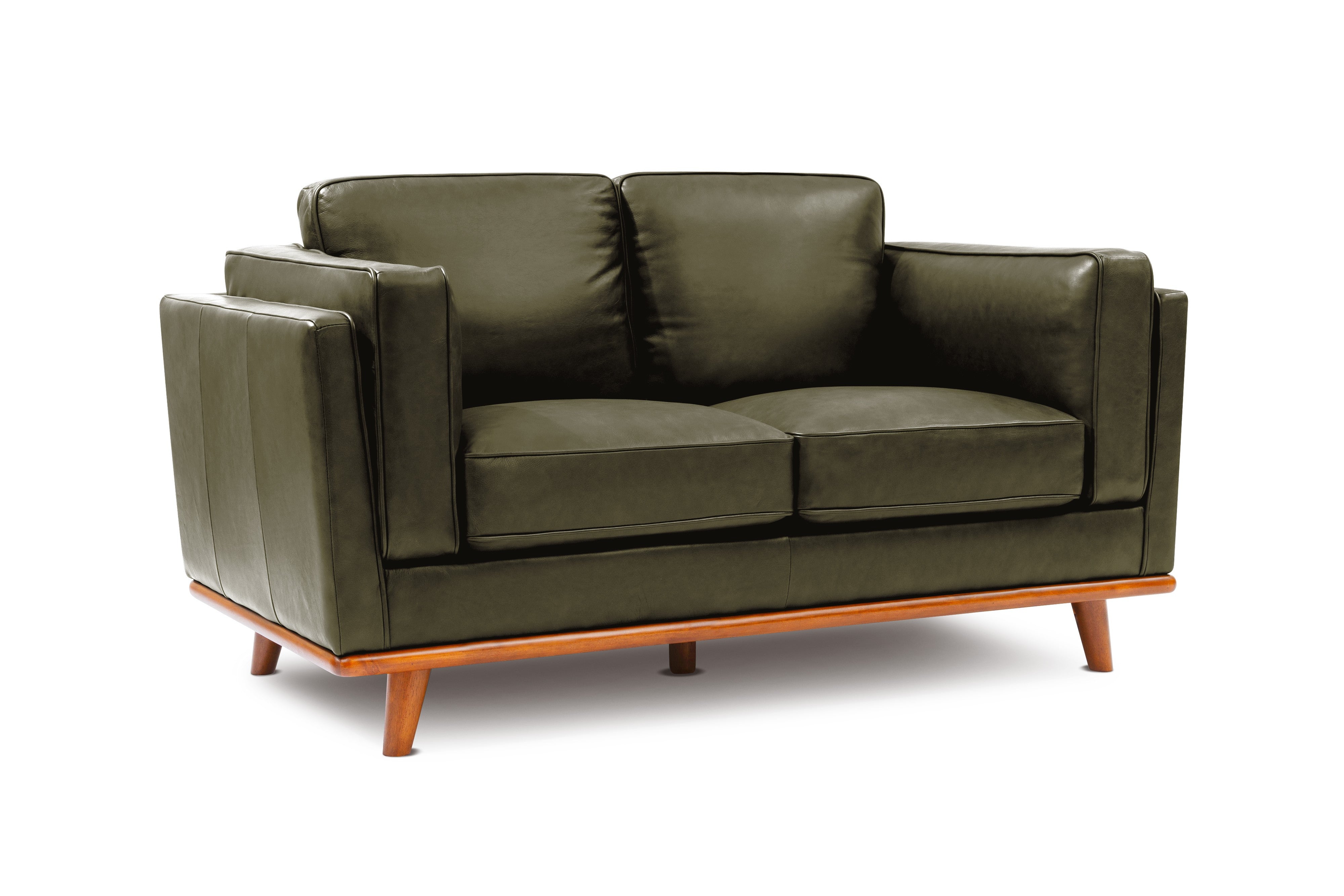 Valencia Artisan Top Grain Leather Loveseat, Olive Green