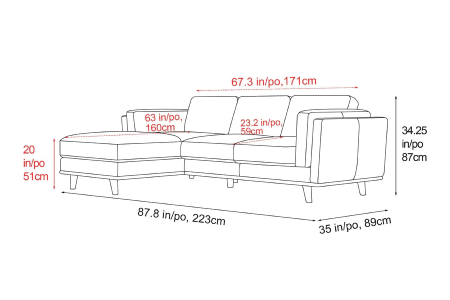 Valencia Artisan Top Grain Leather Three Seats with Left Chaise Leather Sofa, Beige Color