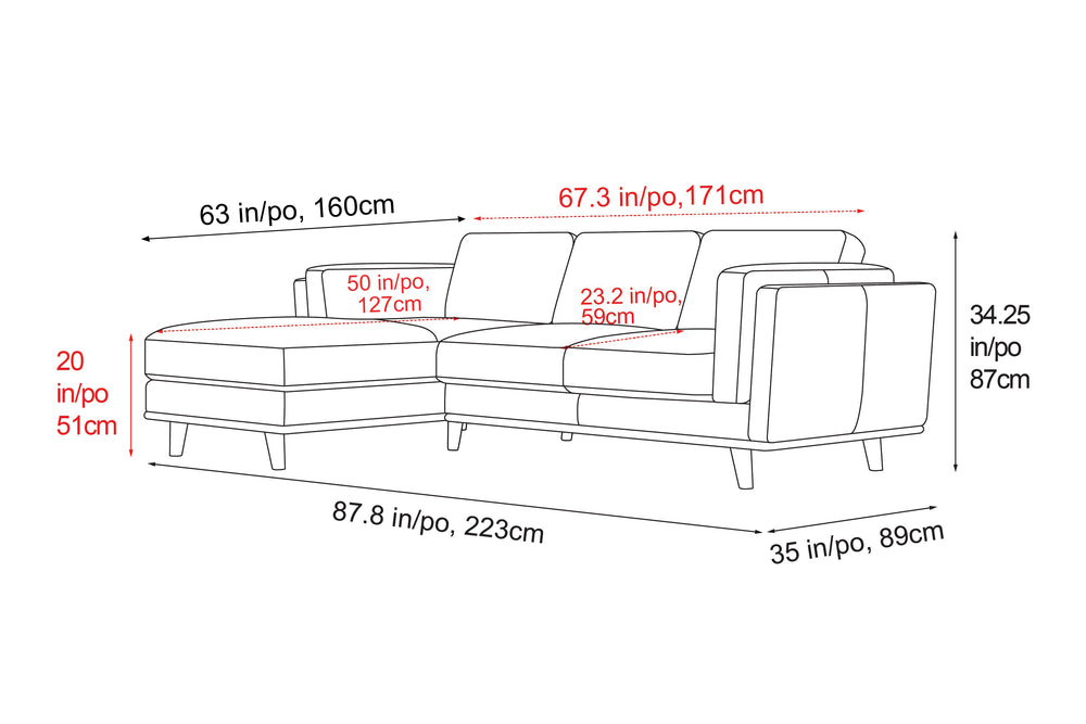 Valencia Artisan Top Grain Leather Three Seats with Left Chaise Leather Sofa, Olive Green