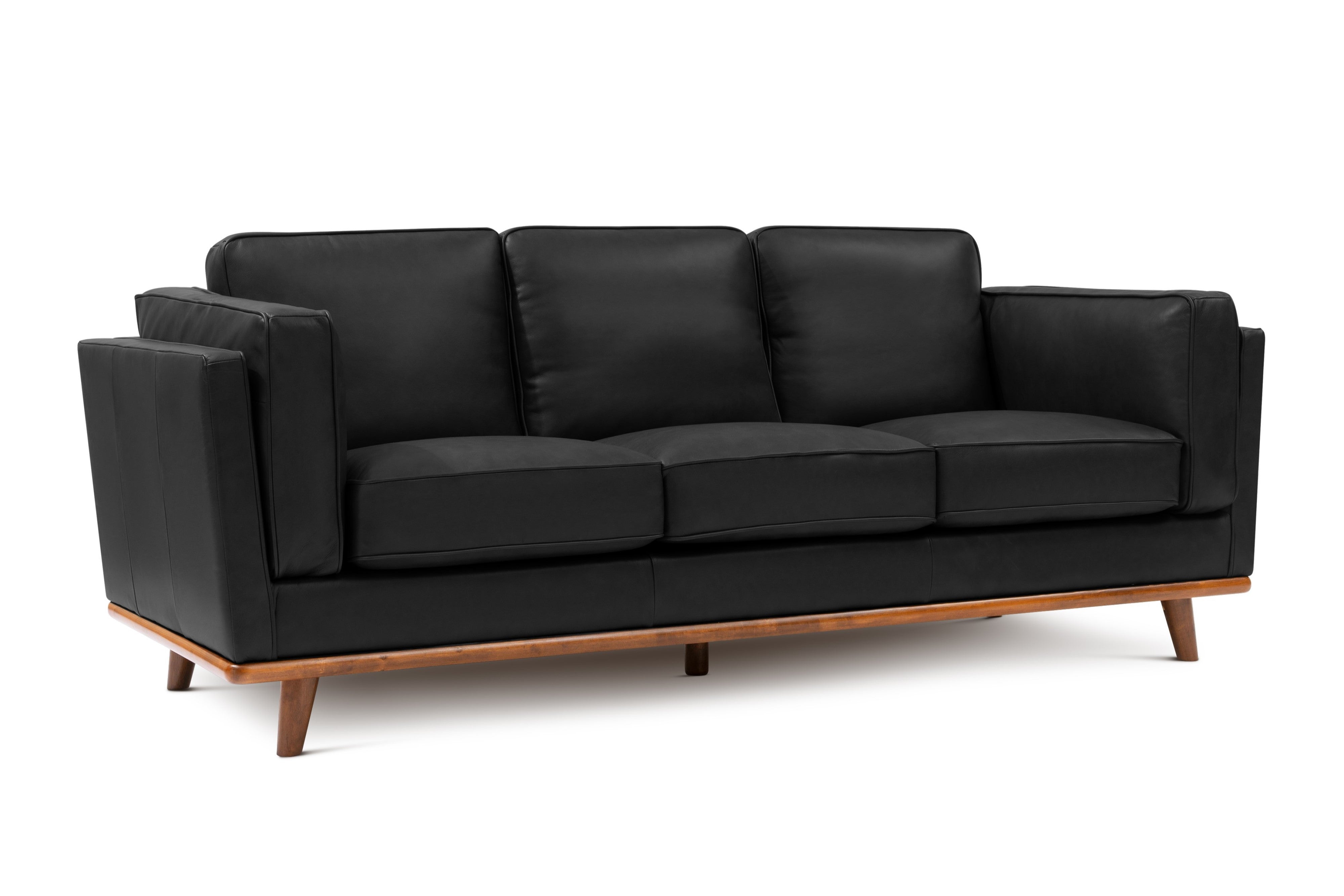 Valencia Artisan Wide Three Seats Leather Sofa, Black