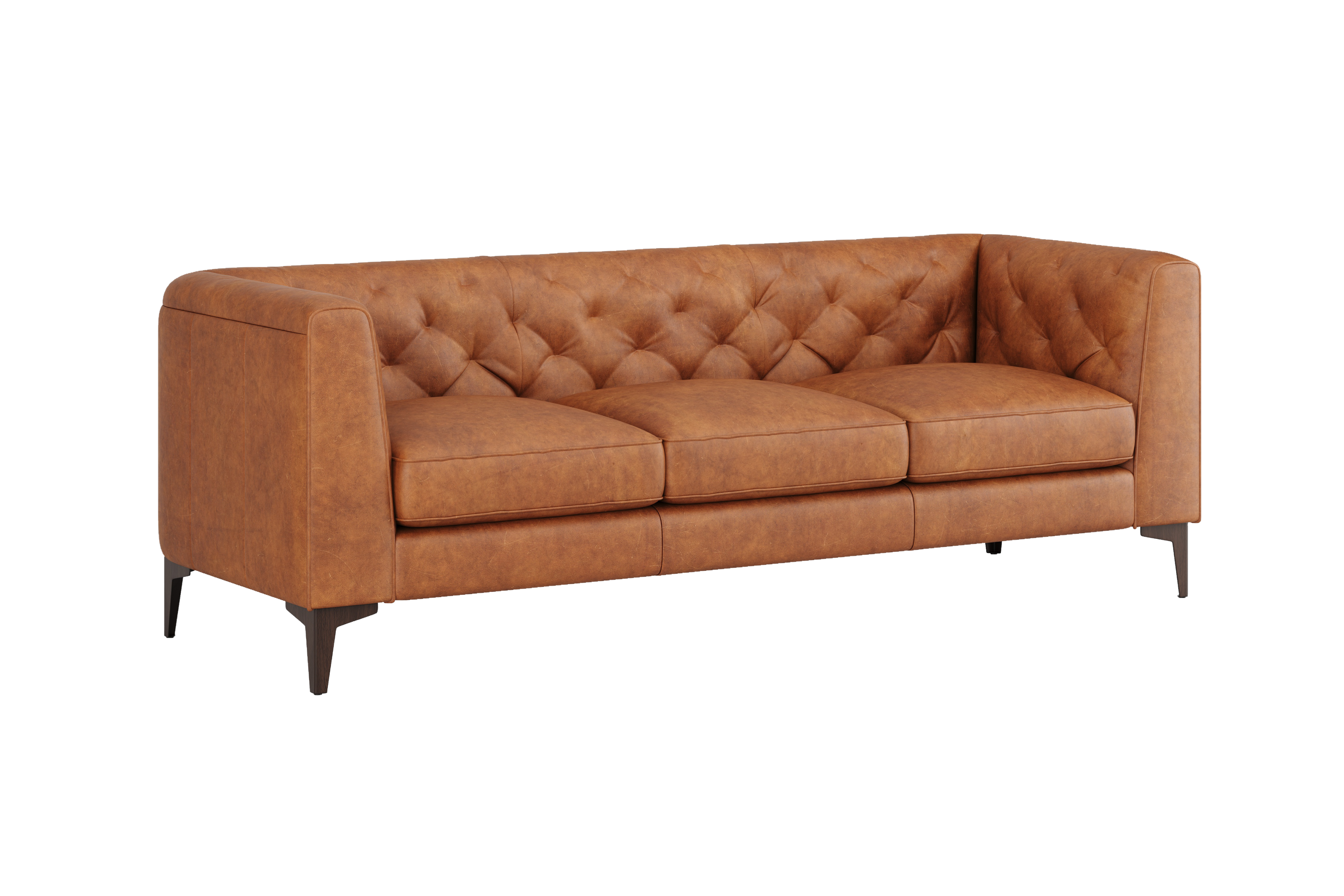 Valencia Avery Full-Aniline Leather Three Seats, Saddle Tan