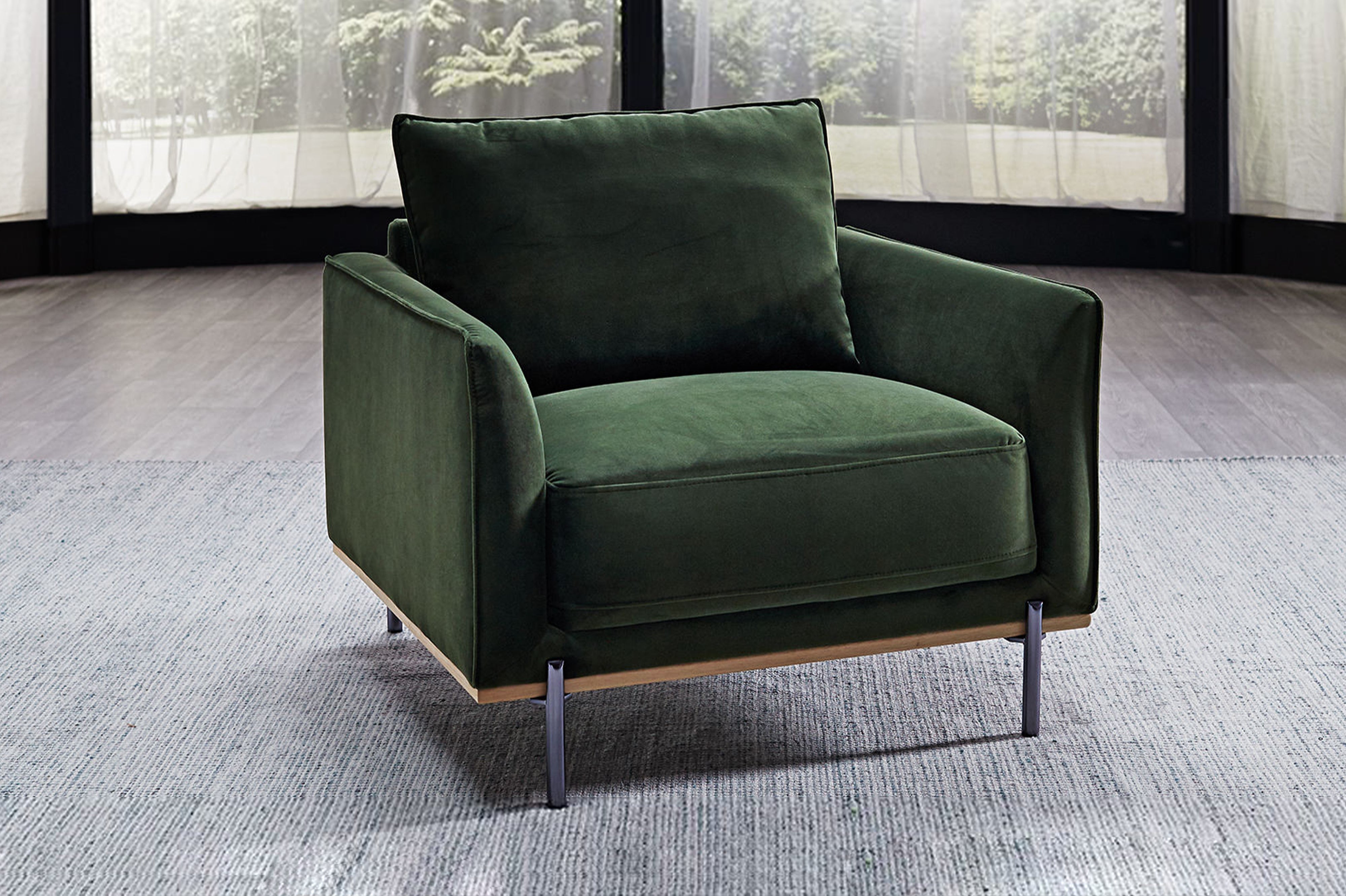 Valencia Azure Velvet Fabric Accent Chair, Olive Green