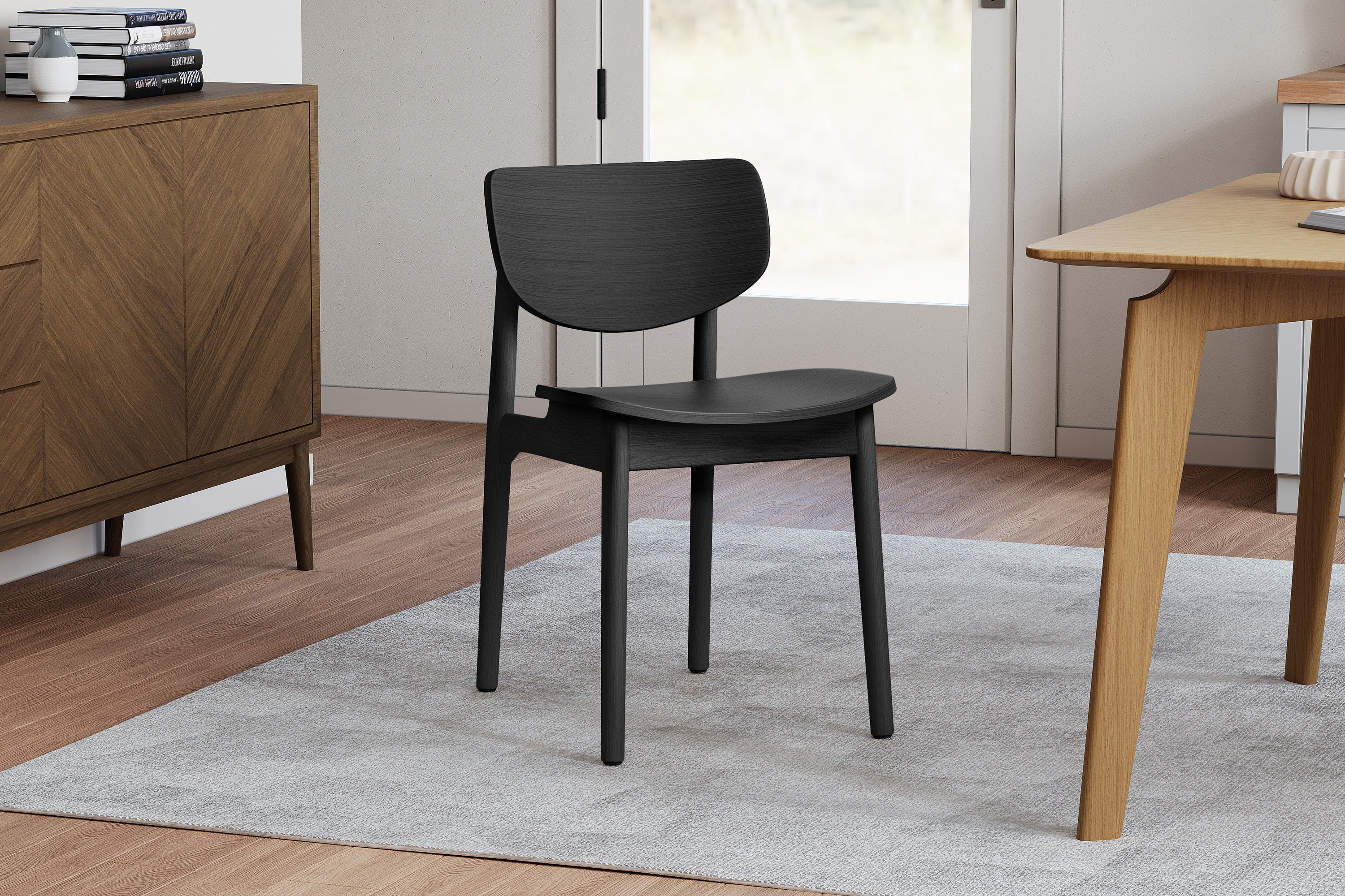 Valencia Simone Wood Dining Chair, Black