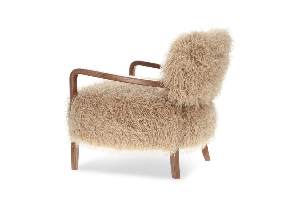 Valencia Willow Faux Sheepskin Accent Chair, Beige Color