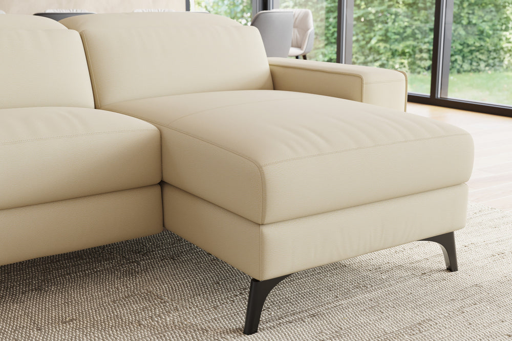 Valencia Esther Top Grain Leather Sofa, L-Shape with Right Chaise, Beige