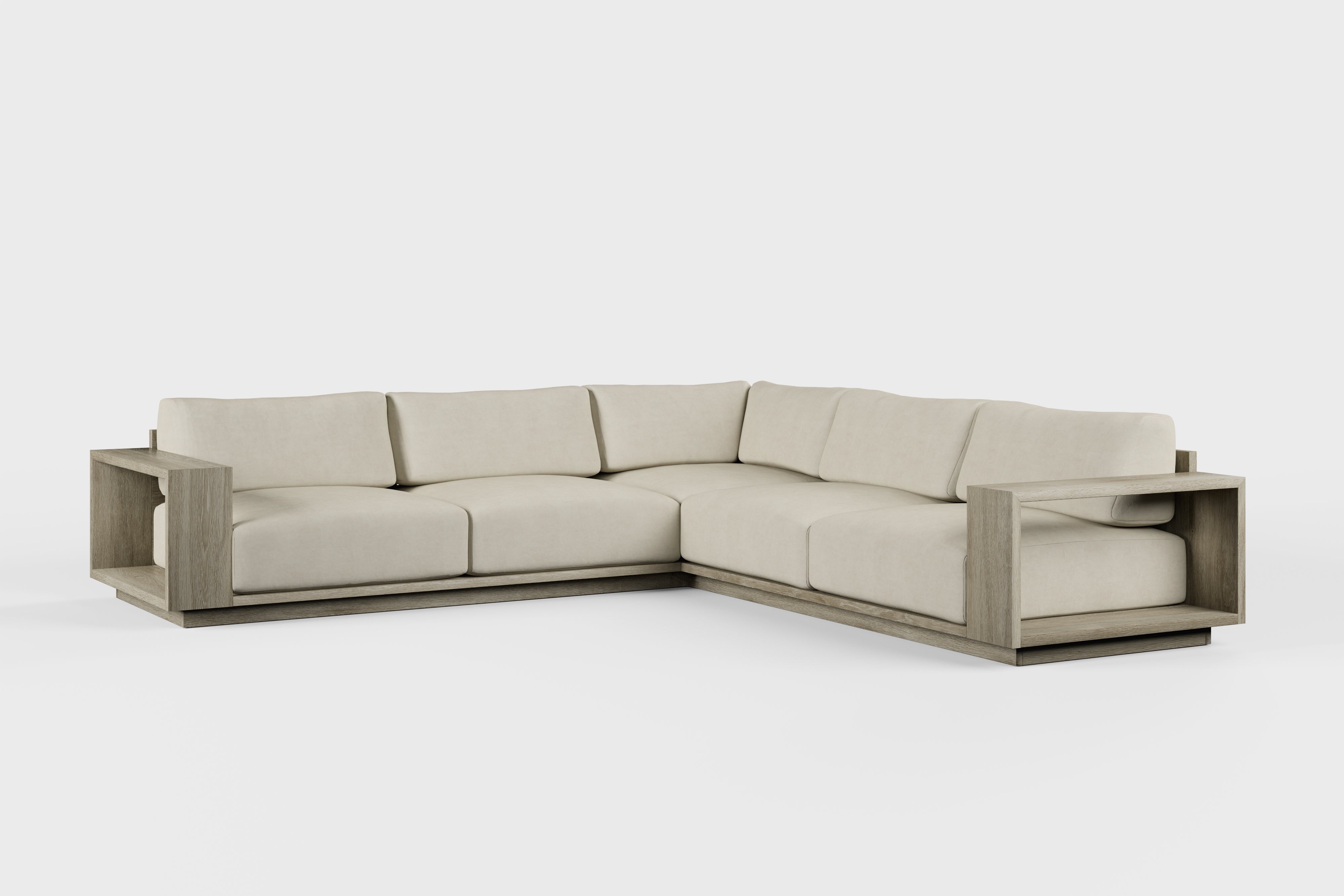 Valencia Bennett Fabric L-Shape Outdoor Sectional Sofa, Ivory