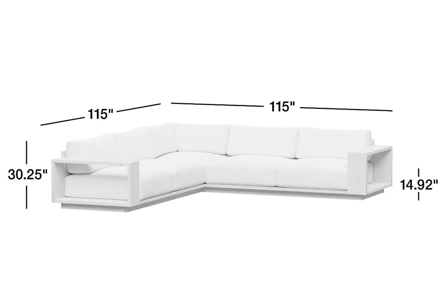 Valencia Bennett Fabric L-Shape Outdoor Sectional Sofa, Ivory