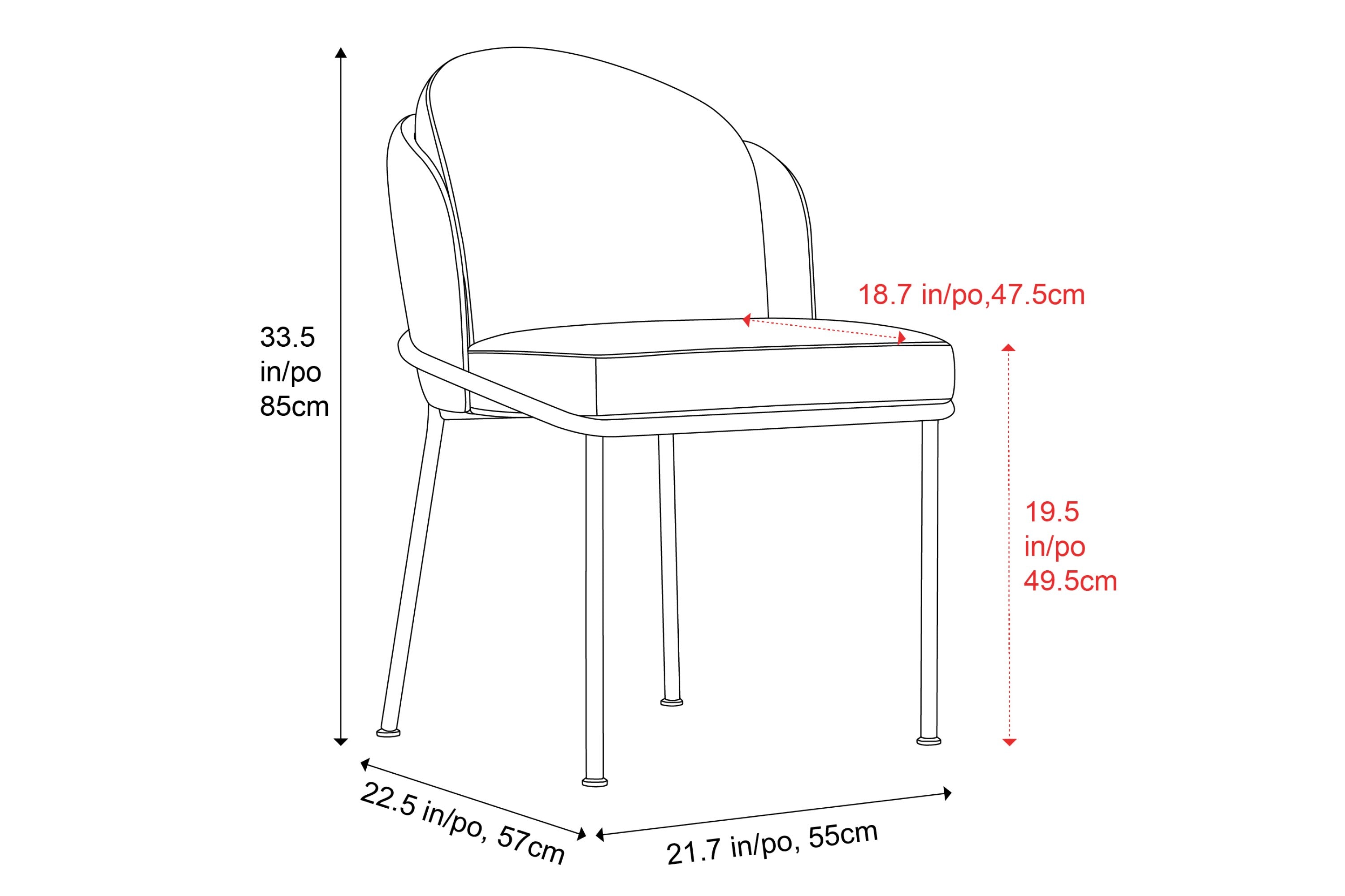 Valencia Alexander Fabric Dining Chair with Generously Cushioned Seat & Sleek Metal Legs, Beige