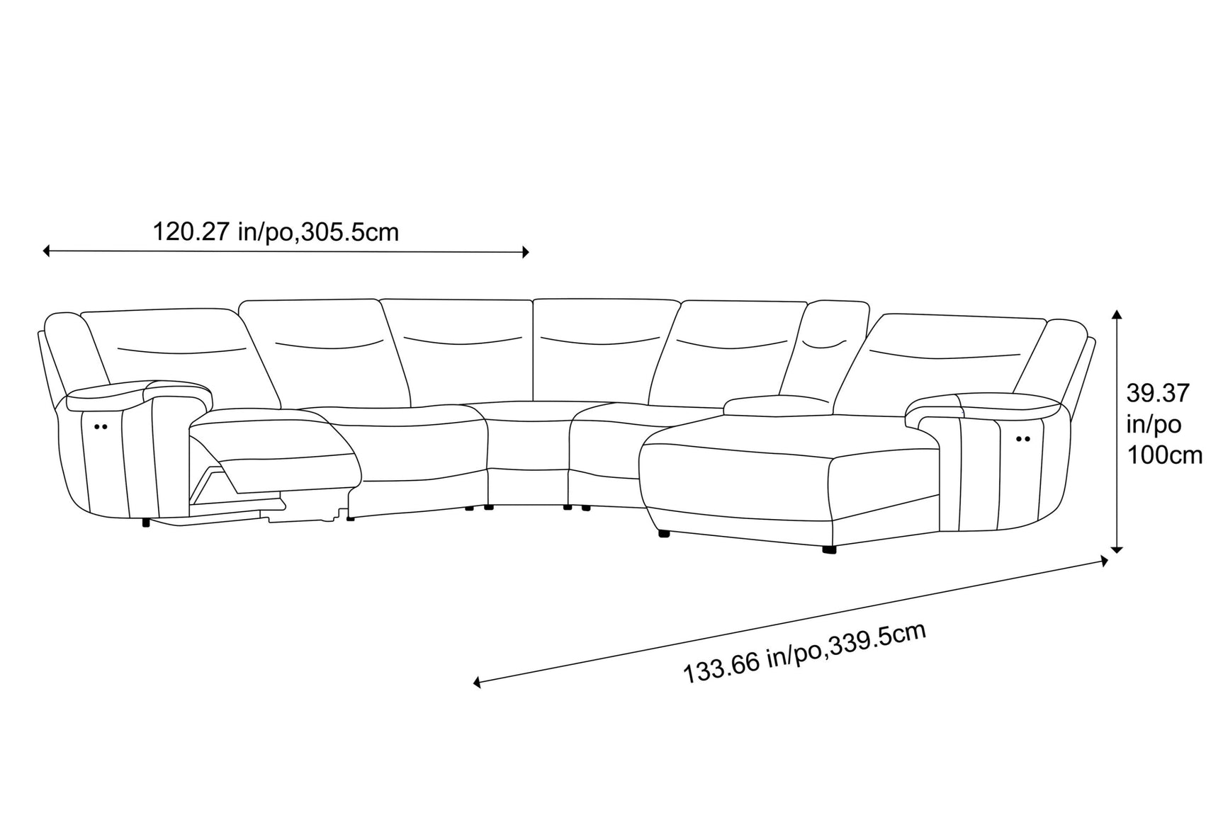 Brianna Leather Recliner Corner Sectional