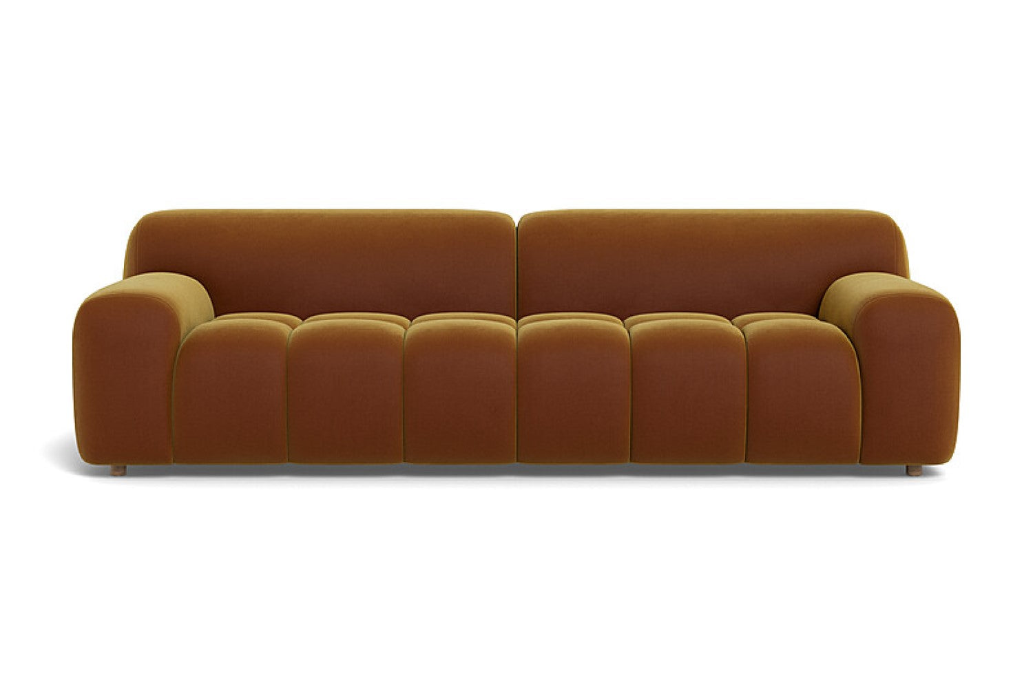 Valencia Brielle Velvet Fabric Three Seats Sofa, Caramel Brown