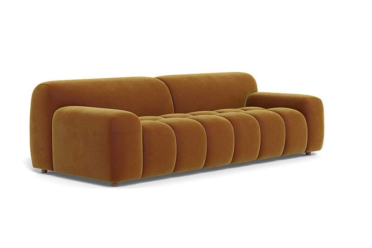 Valencia Brielle Velvet Fabric Three Seats Sofa, Caramel Brown