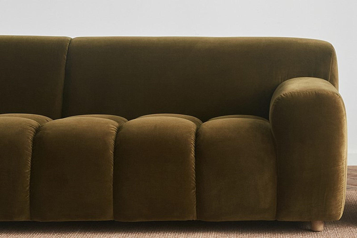 Valencia Brielle Velvet Fabric Three Seats Sofa, Olive Green