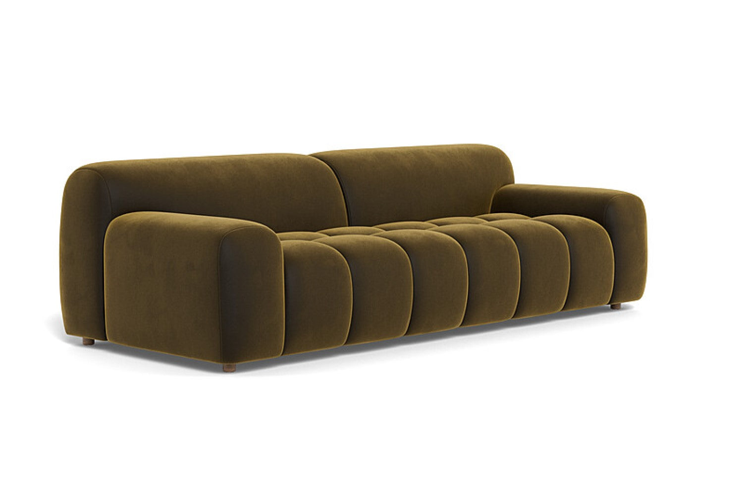 Valencia Brielle Velvet Fabric Three Seats Sofa, Olive Green