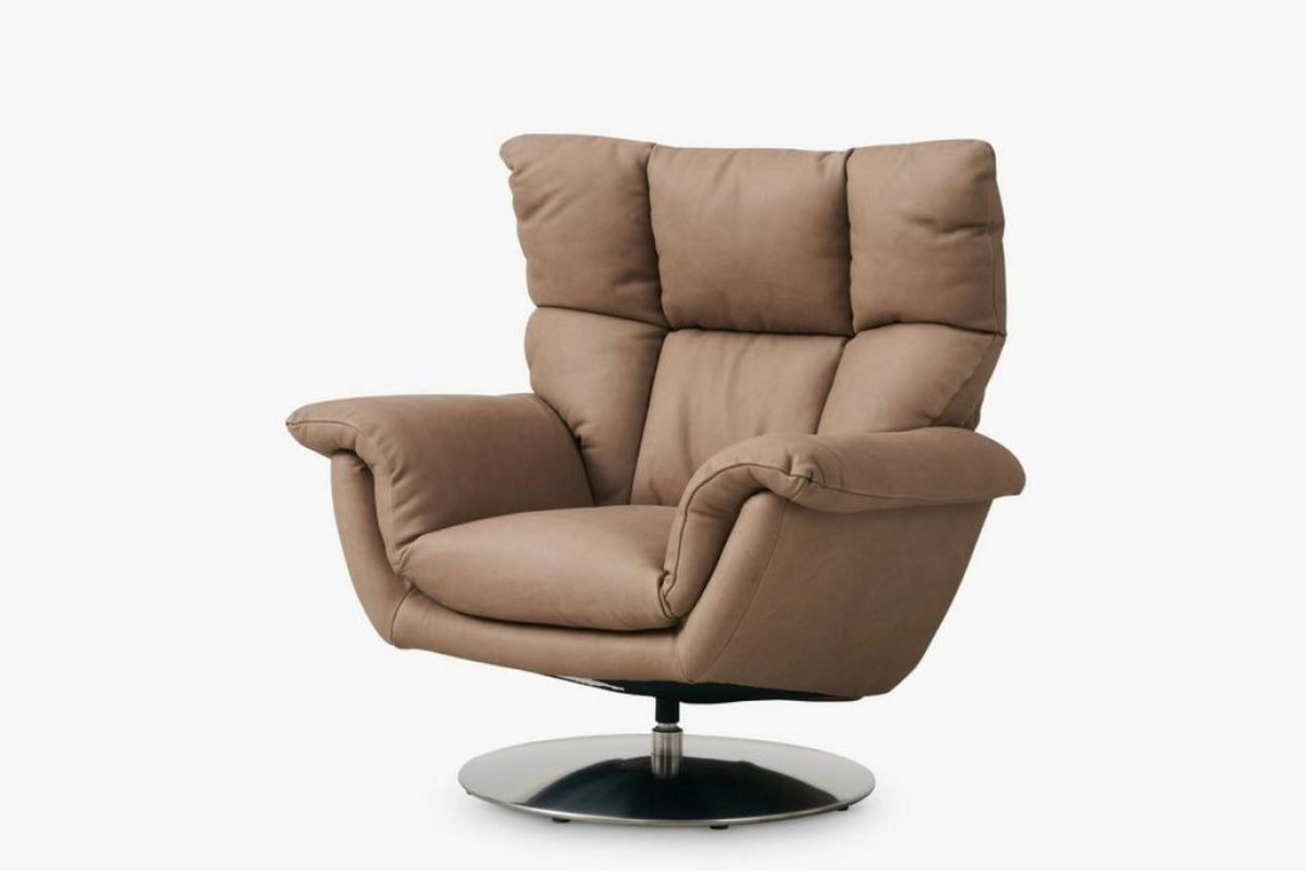 Valencia Brioni Leather Swivel Accent Chair, Brown