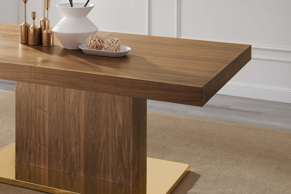 Valencia Bubles Wood Extendable Dining Table, Walnut