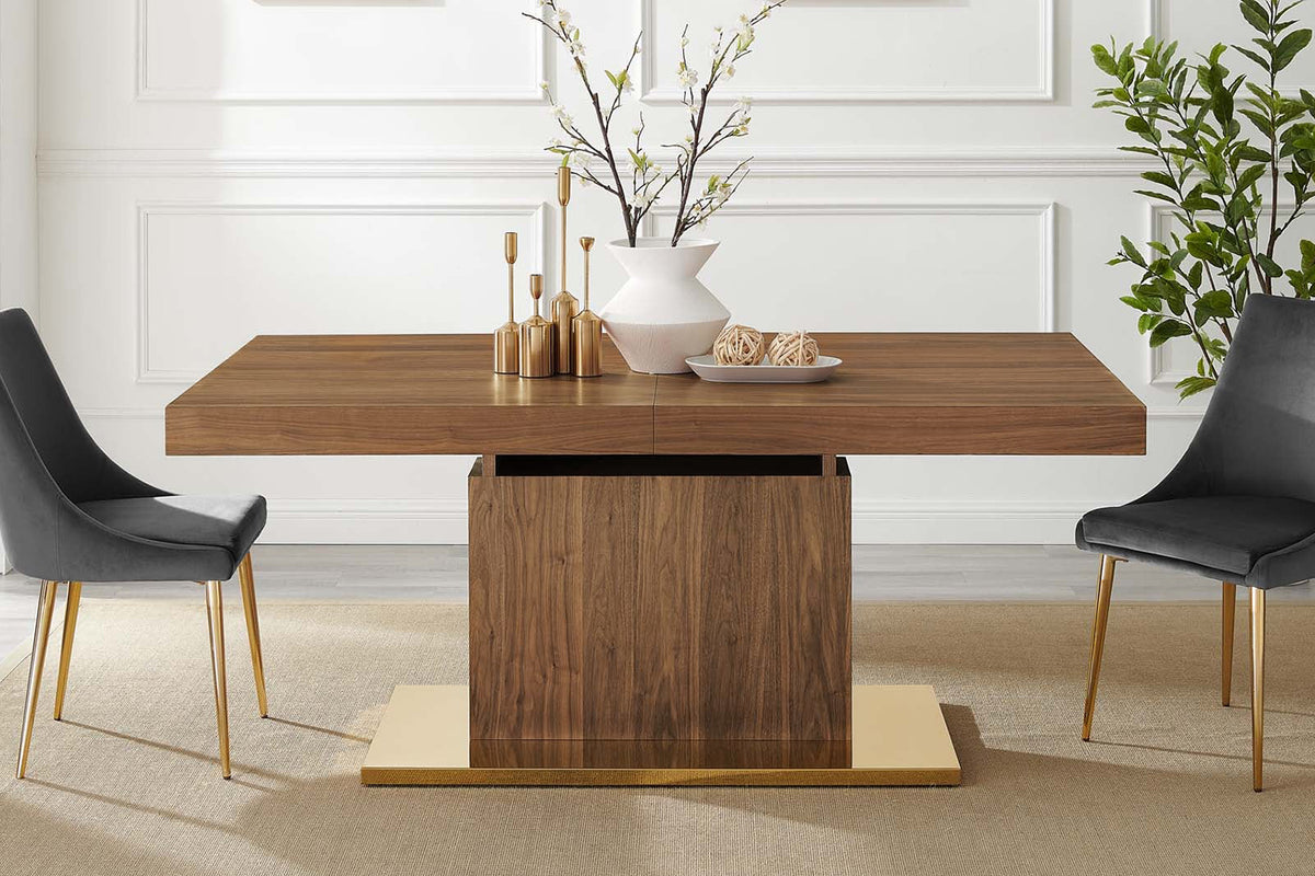 Valencia Bubles Wood Extendable Dining Table, Walnut