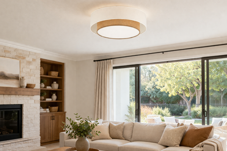 CALISTO JUTE Natural Woven Flush Mount Ceiling Light Fixture for Kitchen, Hallway & Living Room – Scandinavian Minimalist Lighting