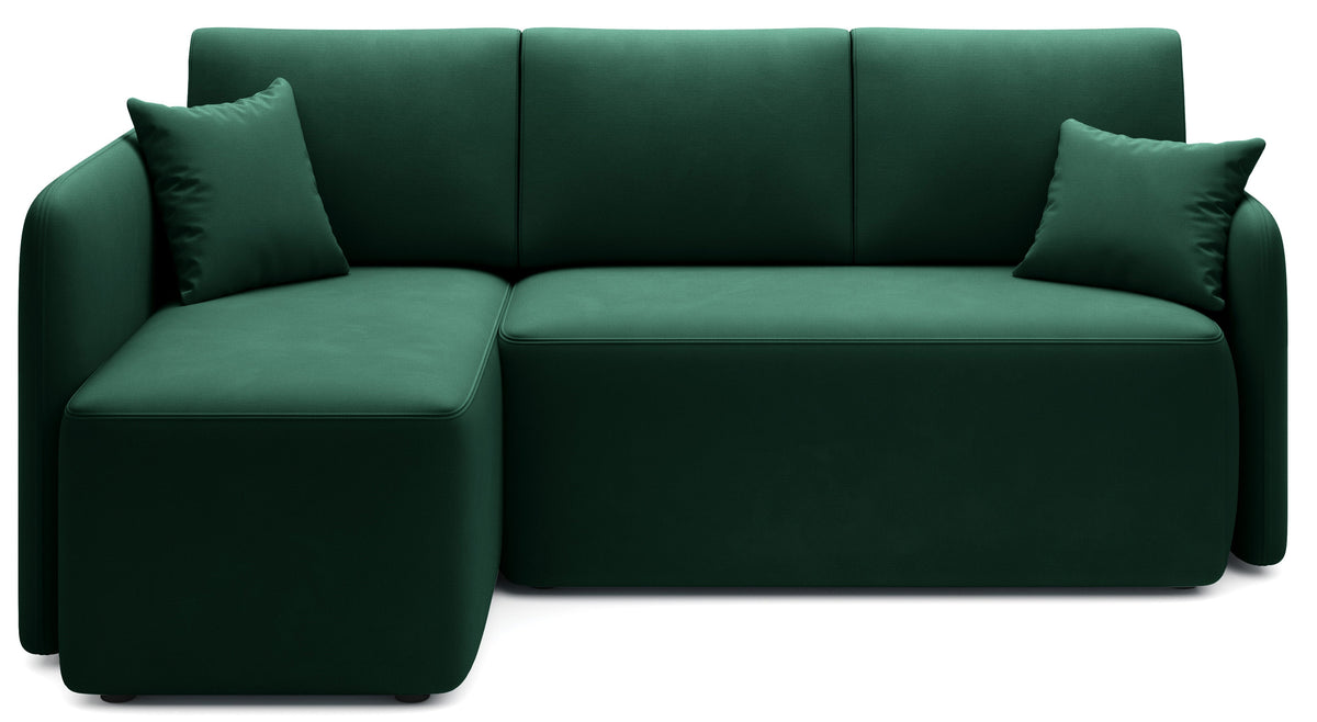 Hadson 3 Seater Storage Sleeper Chaise Sofa - Emerald Green