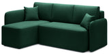 Hadson 3 Seater Storage Sleeper Chaise Sofa - Emerald Green