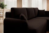 Hadson 3 Seater Storage Sleeper Chaise Sofa - Dark Brown