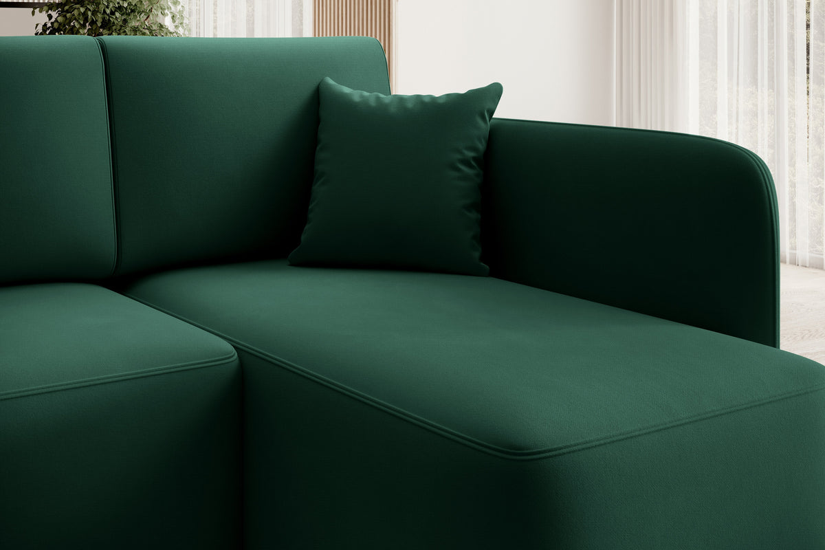 Hadson 3 Seater Storage Sleeper Chaise Sofa - Emerald Green