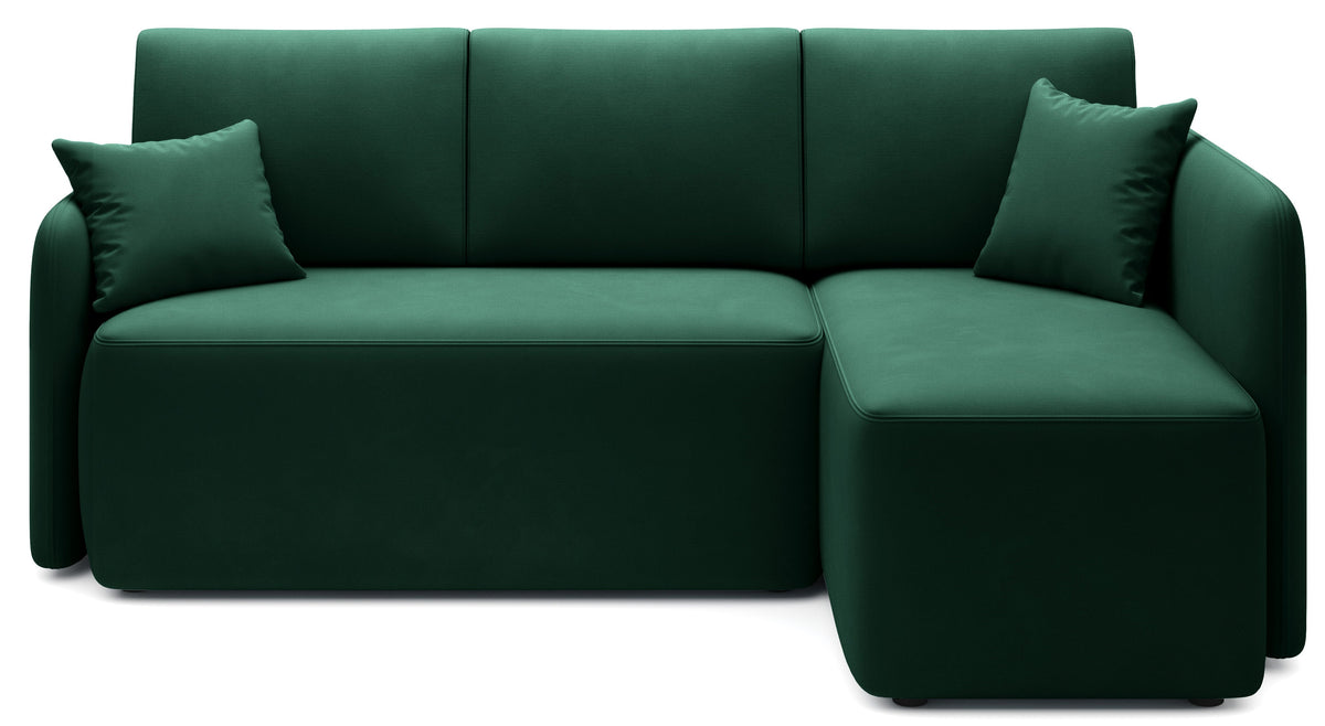 Hadson 3 Seater Storage Sleeper Chaise Sofa - Emerald Green