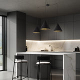 CONO Black Modern Minimalist Suspension Pendant Ceiling Light Fixture for Kitchen Island, Dining Room & Living Room (3-Light)
