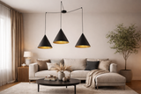 CONO Black Modern Minimalist Suspension Pendant Ceiling Light Fixture for Kitchen Island, Dining Room & Living Room (3-Light)