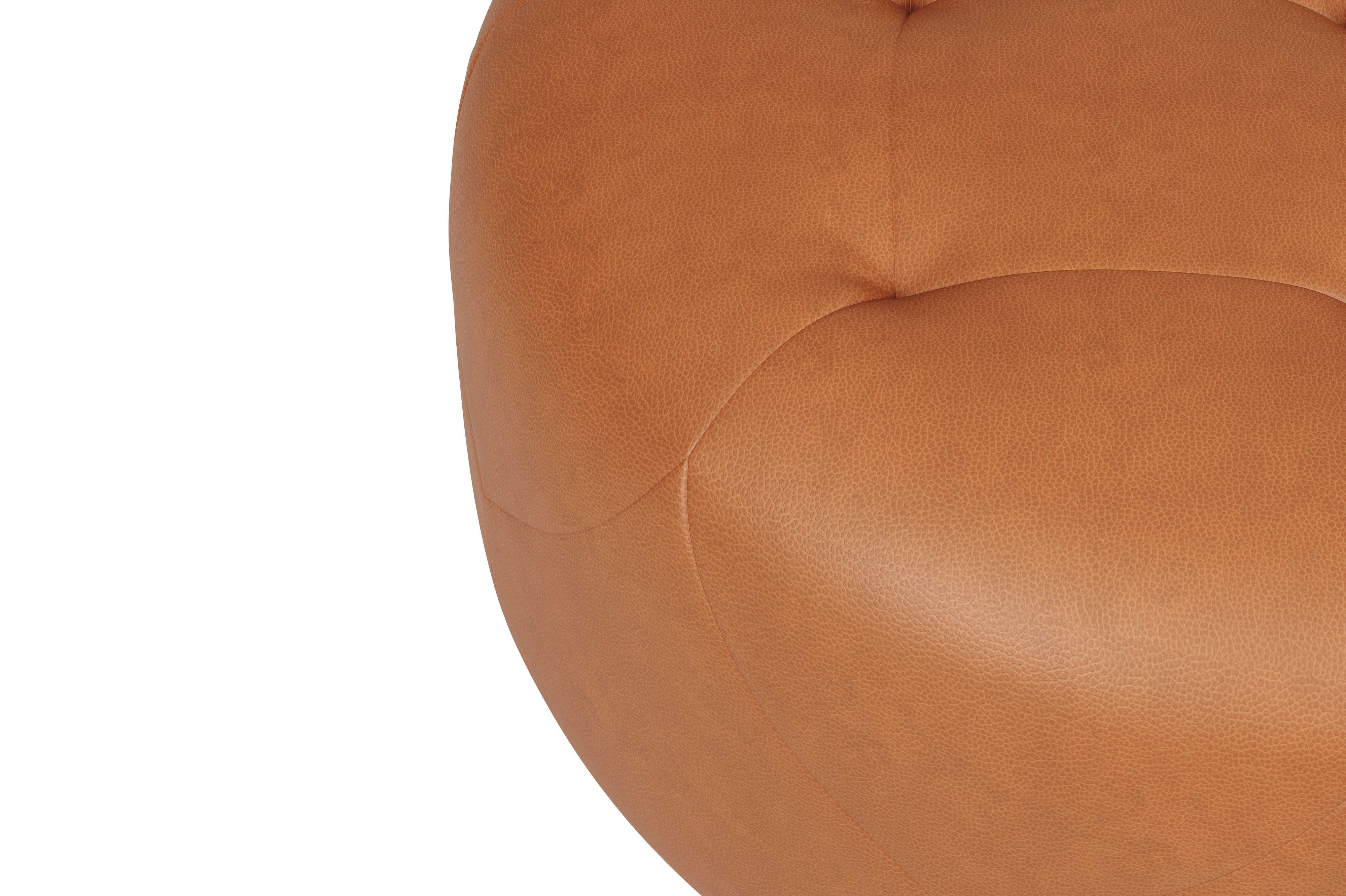 Valencia Brandy Round Full Leather Ottoman, Cognac