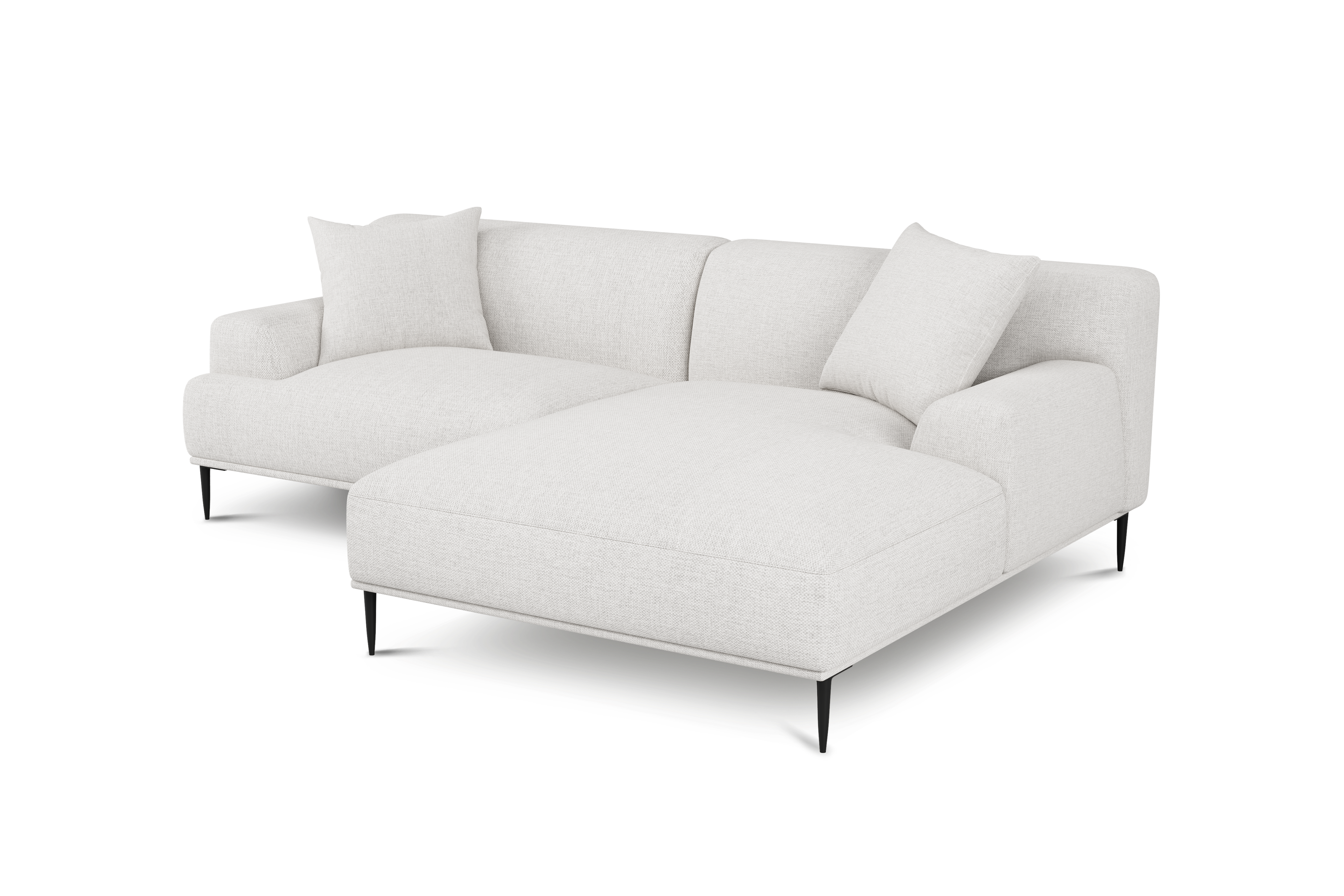 Valencia Kotor Modern Fabric Right Chaise Sofa, White