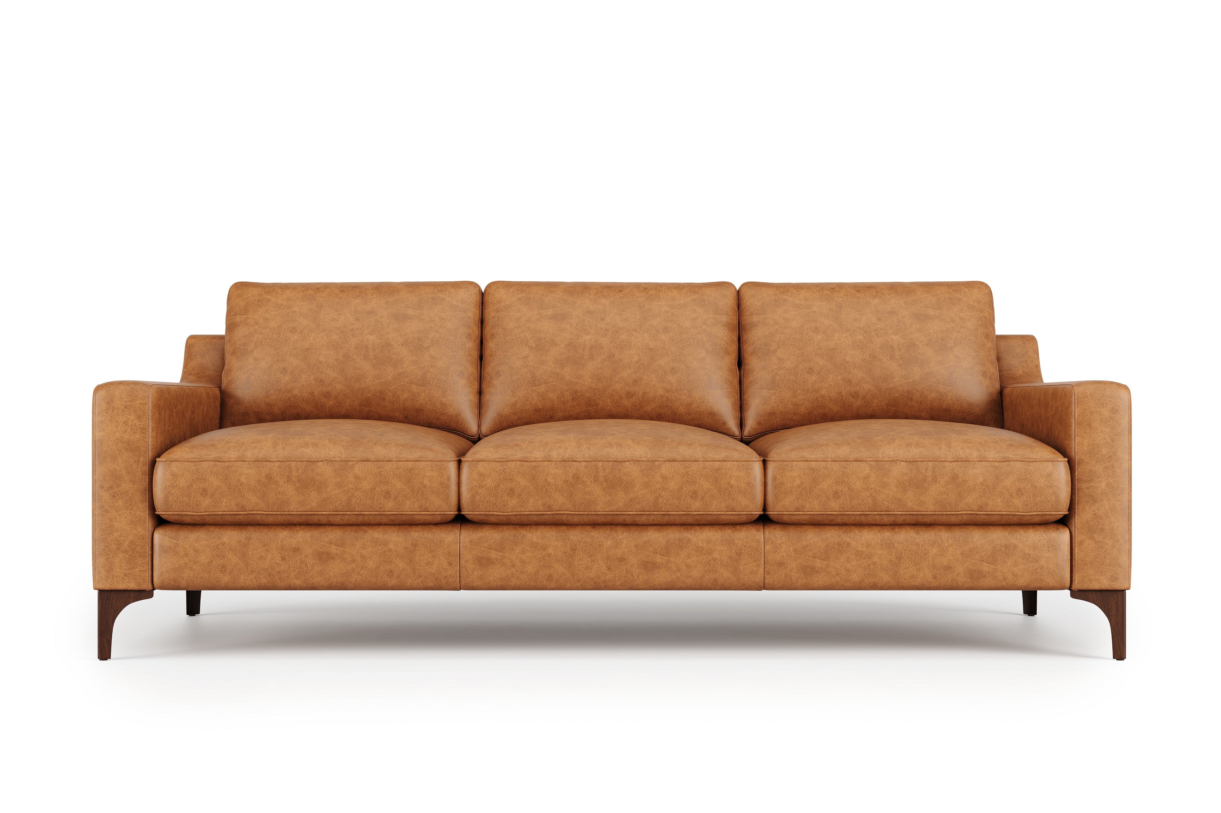 Valencia Hannah Full-Aniline Leather Three Seats Sofa, Saddle Tan