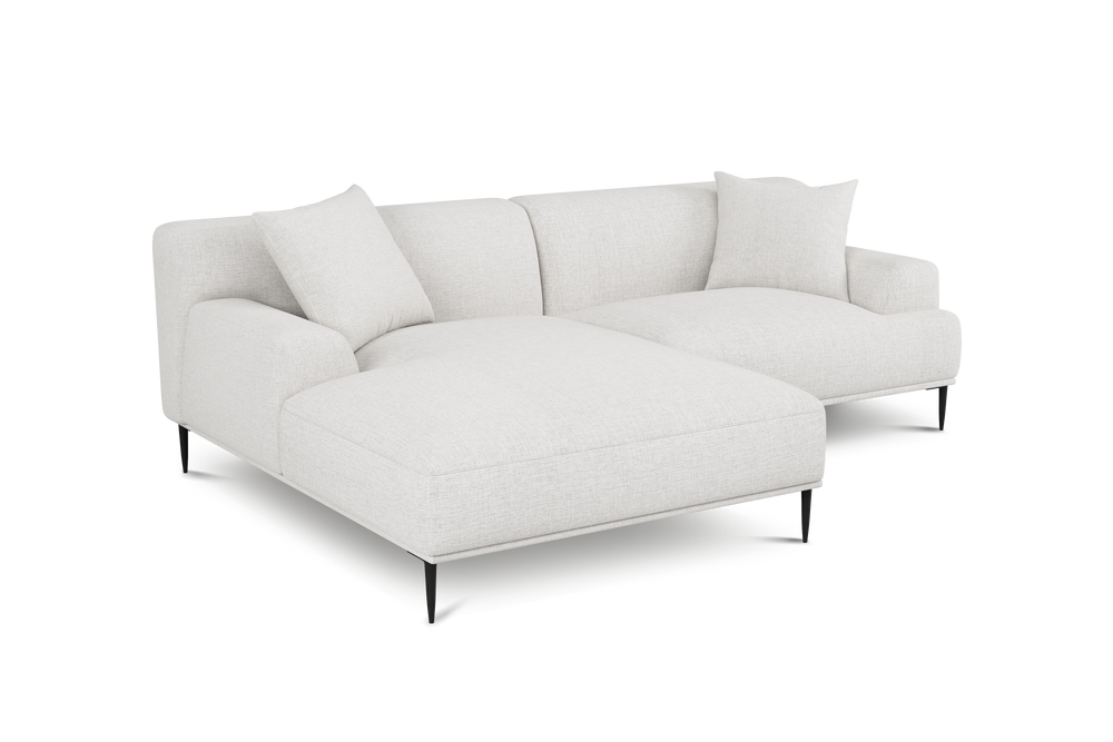 Valencia Kotor Modern Fabric Left Chaise Sofa, Vanilla White