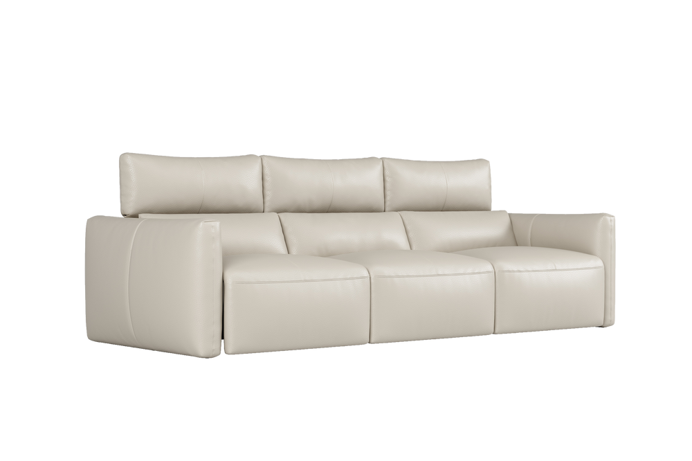 Valencia Alessia Leather Three Seats Recliner Sofa, Beige