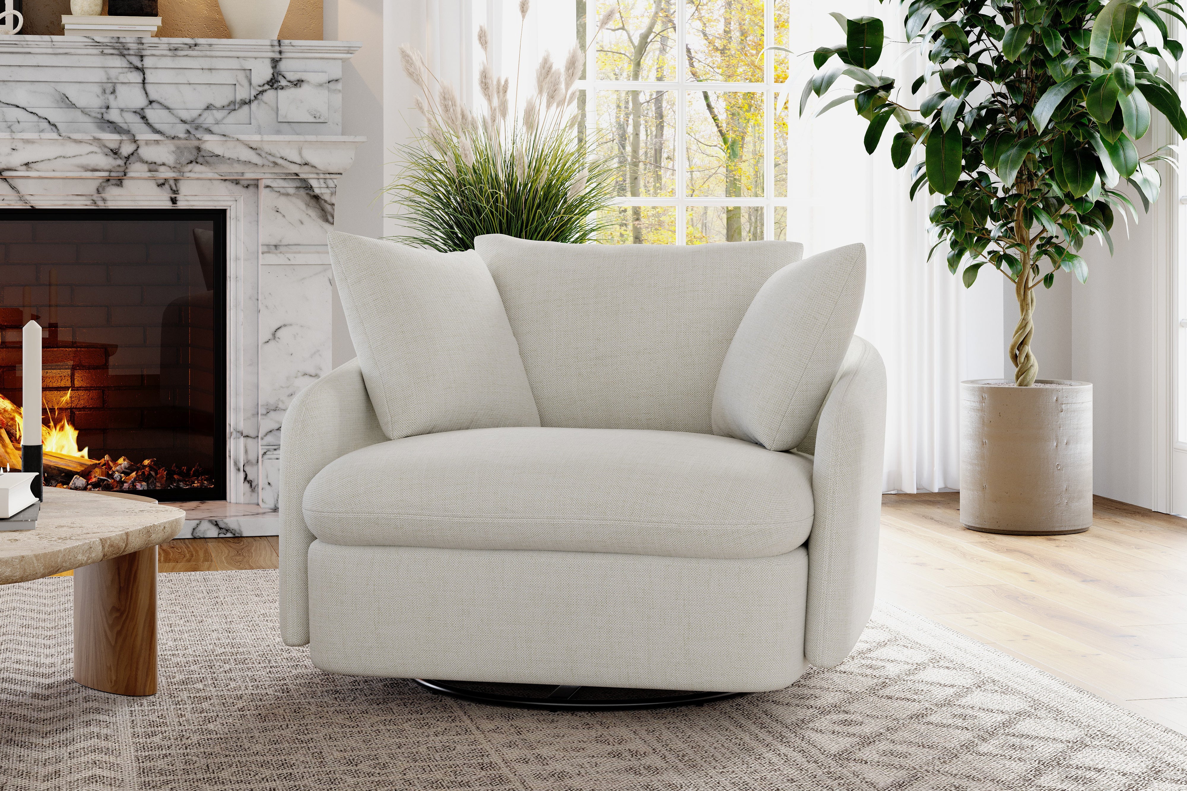 Valencia Giorgia Glacier White Fabric Accent Chair