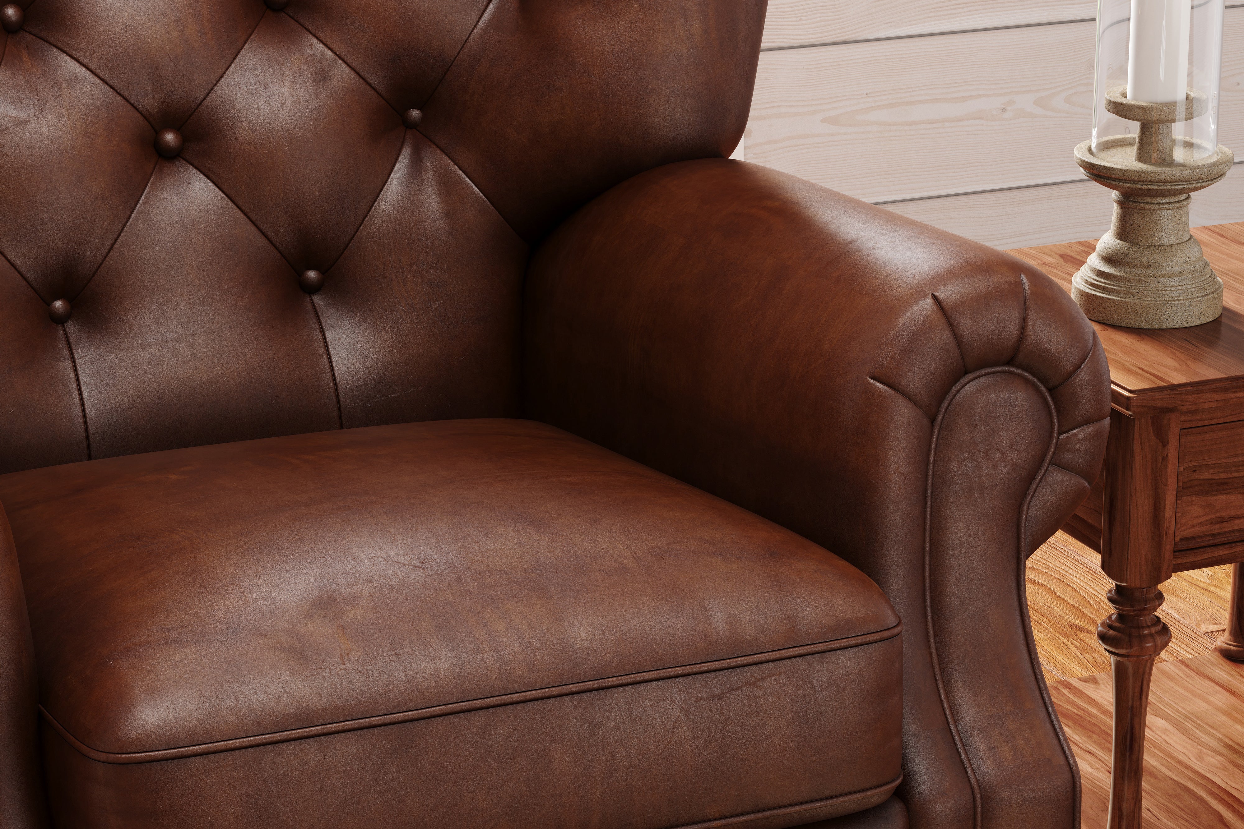 Valencia Liam Tufted Full-Anline Leather Recliner with Nailheads, Single Seat, Lipari Choco