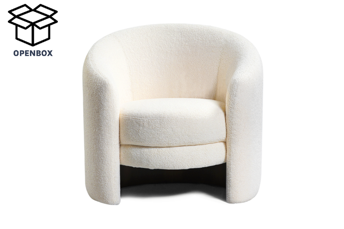 Open Box of Valencia Carla Fabric Accent Chair, Cream Color