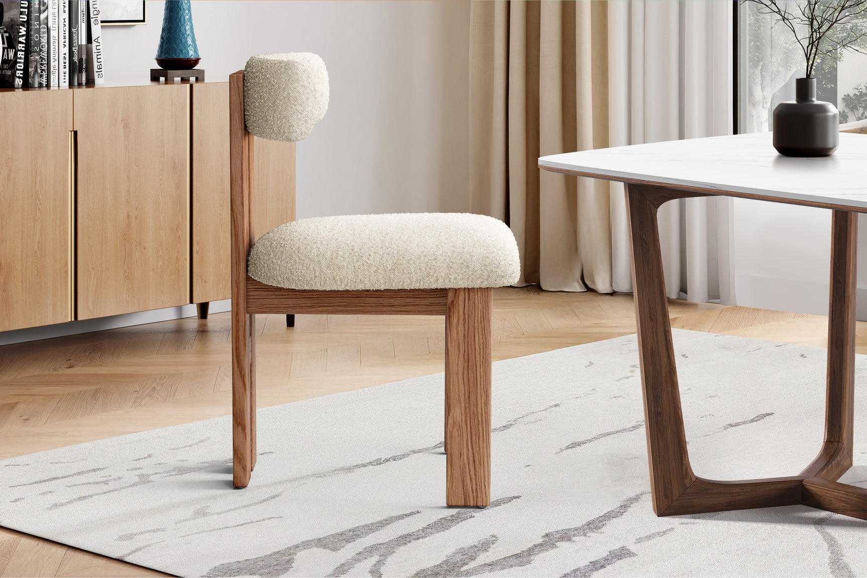 Carlo Boucle Fabric Dining Chair (Set of 2)