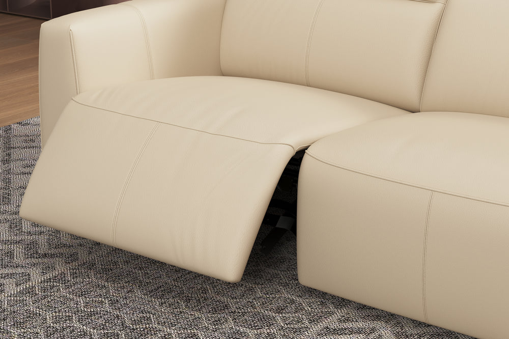 Valencia Carmen Leather L-Shape Dual Recliner with Console Sofa, Beige