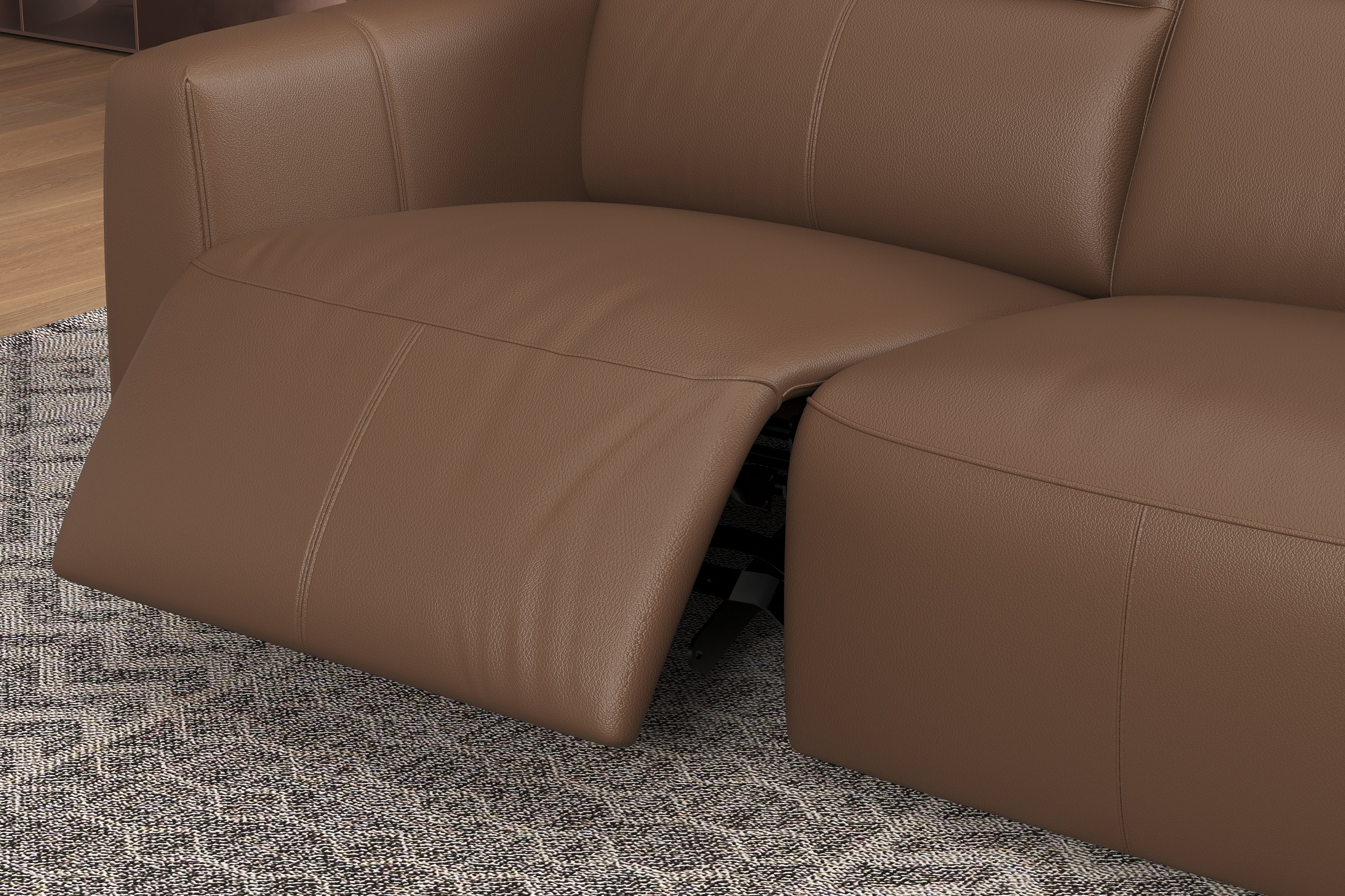 Valencia Carmen Leather L-Shape Dual Recliner Sofa, Brown