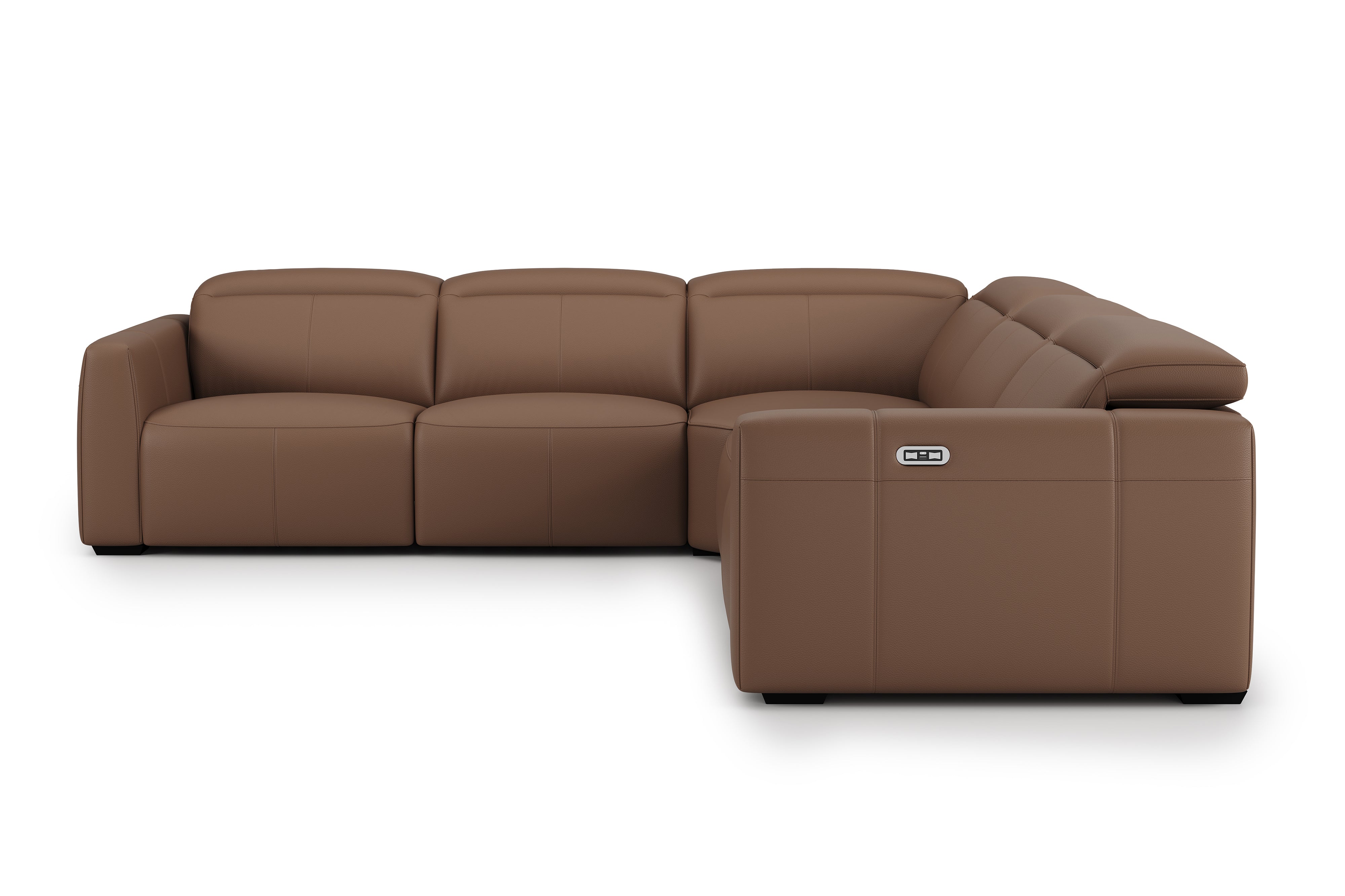 Valencia Carmen Leather L-Shape Dual Recliner Sofa, Brown