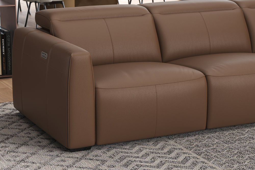 Valencia Carmen Leather 79.5" Loveseat with Dual Recliner Sofa, Brown