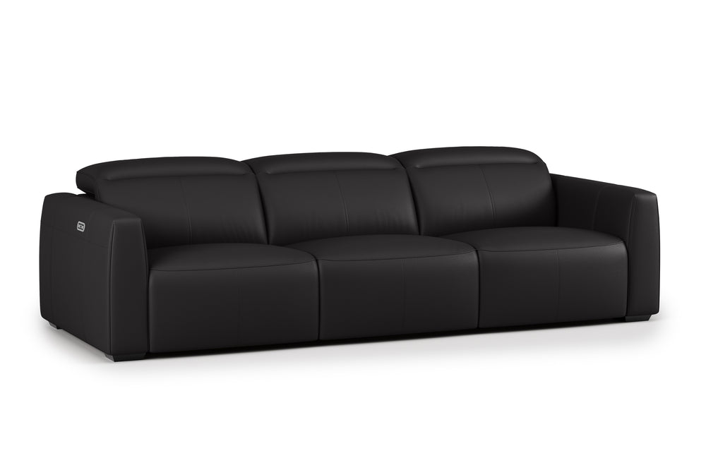 Valencia Carmen Leather Three Seats with Dual Recliner Sofa, Black