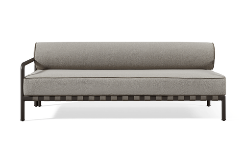 Valencia Cassius Aluminum Outdoor Two Seat Left Arm Sofa, Grey