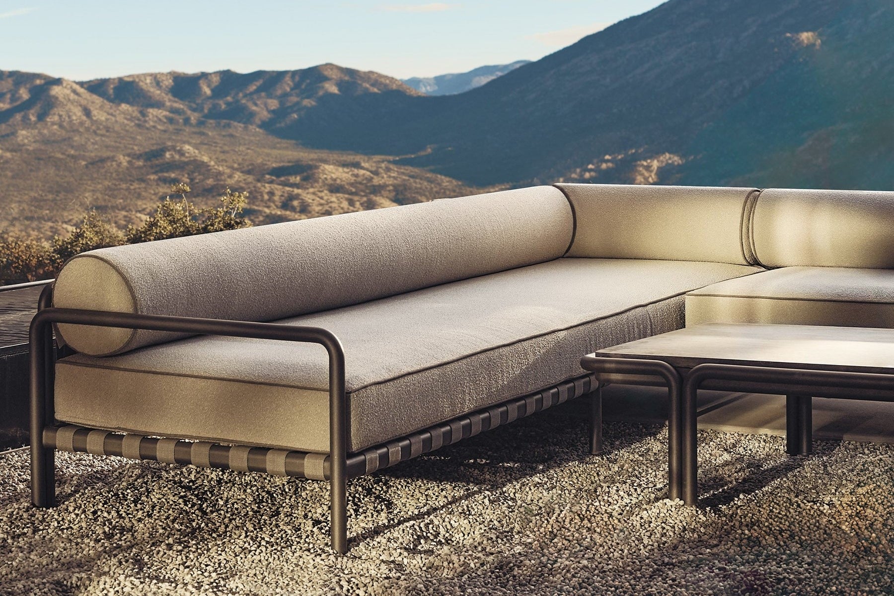 Valencia Cassius Aluminum Outdoor Left Arm Sofa, Grey