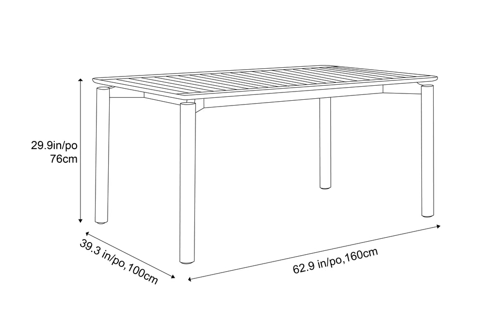 Valencia Caterina Wood 63" Outdoor Table, Natural