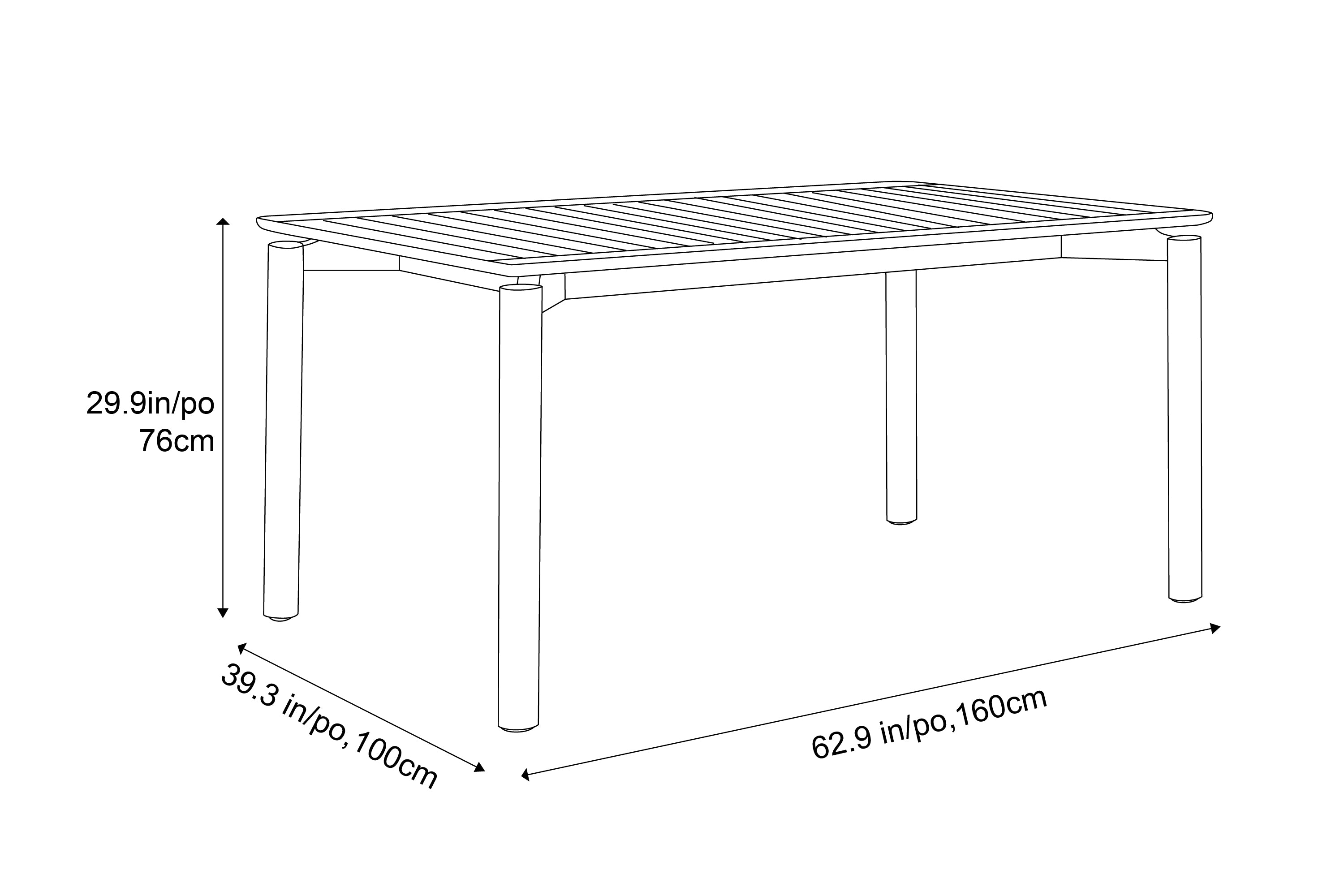 Valencia Caterina Wood 63" Outdoor Table, Natural