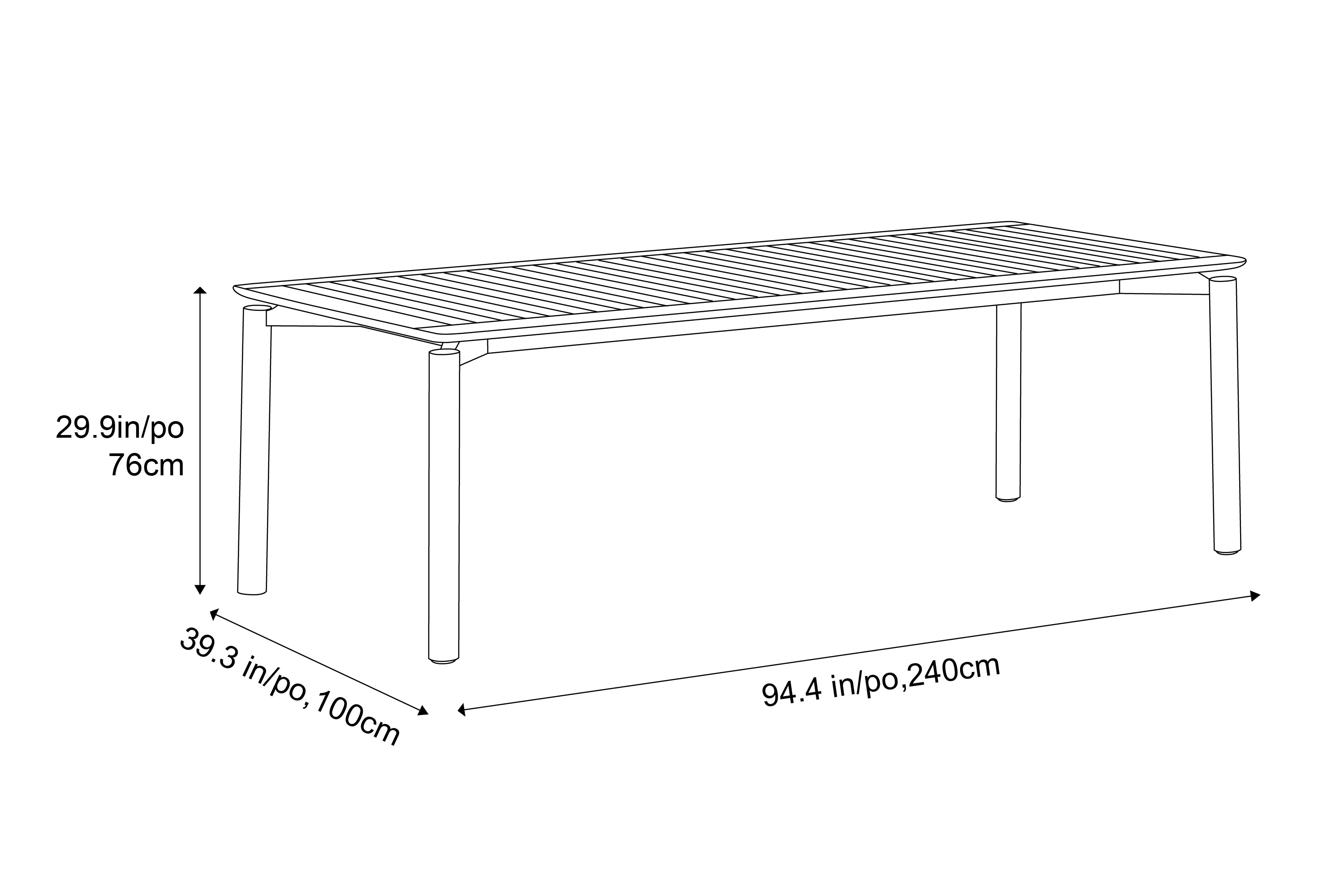 Valencia Caterina Wood 94.5" Outdoor Table, Natural